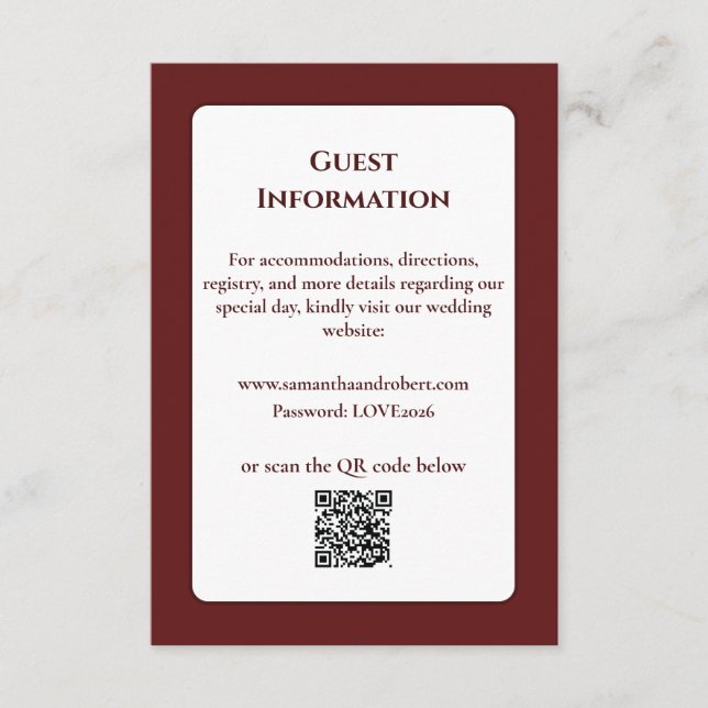 Carte D'accompagnement Élégant Code QR de Mariage avec Dessin de Fleurs e (Devant)
