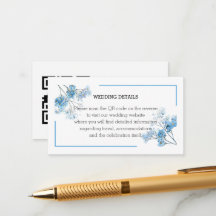 Élégant Code QR de Mariage Floral Aquarelle Bleu C