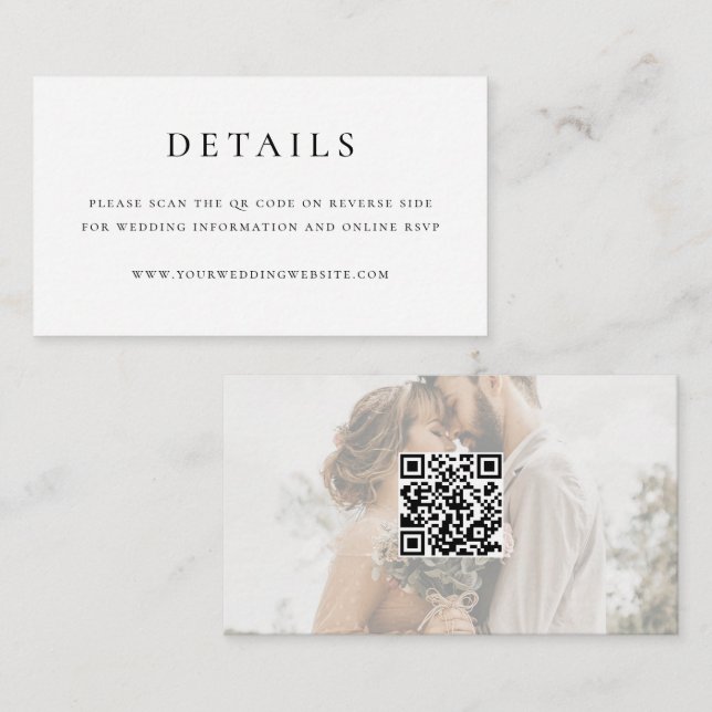 Carte D'accompagnement Élégant Code QR de Mariage Moderne Mini (Devant / Derrière)