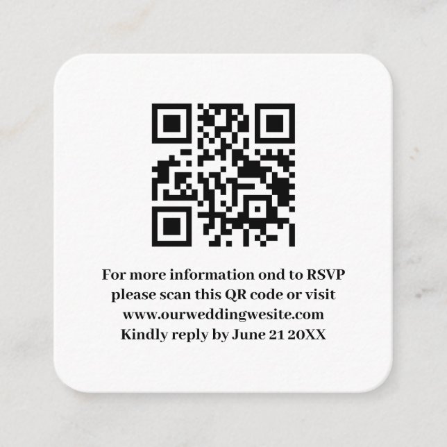 Carte D'accompagnement Élégant Code QR de Réponse de Mariage Moderne Simp (Devant)