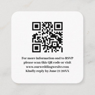 Carte D'accompagnement Élégant Code QR de Réponse de Mariage Moderne Simp