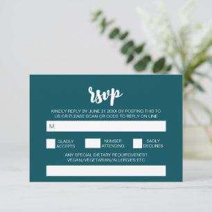 Carte D'accompagnement Élégant Code QR de Réponse de Mariage Moderne Simp