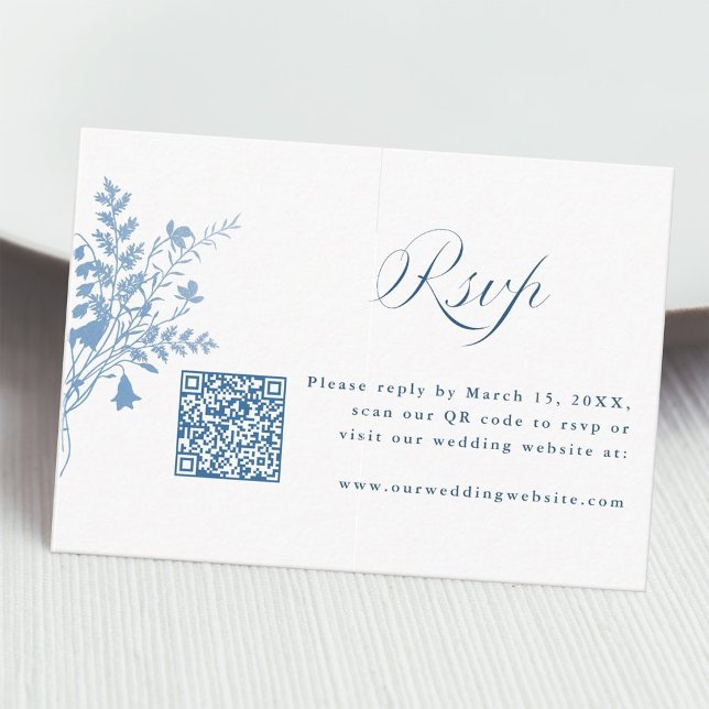 Carte D'accompagnement Élégant Code QR de Réponse pour Mariage Botanique  (Créateur téléchargé)