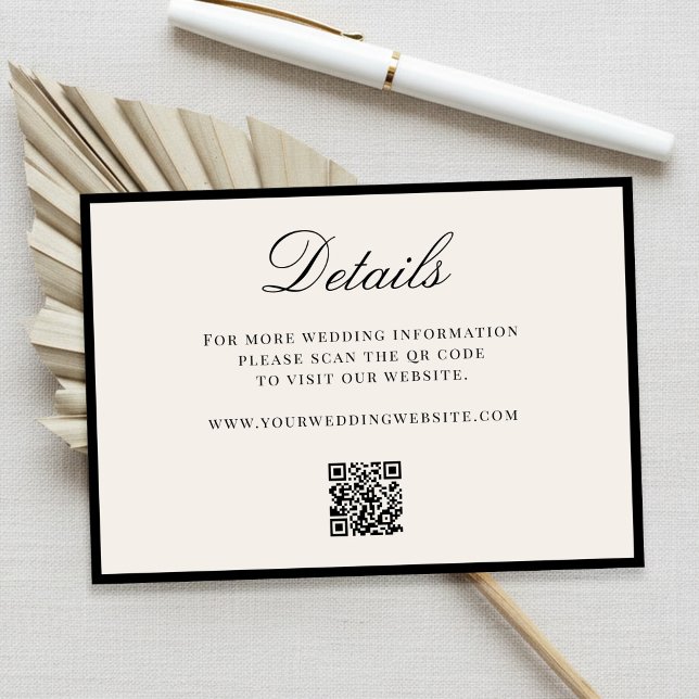 Carte D'accompagnement Élégant Code QR Détails Argent Ancien Mariage (Créateur téléchargé)