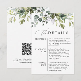 Carte D'accompagnement Élégant Code QR Eucalyptus Mariage Botanique