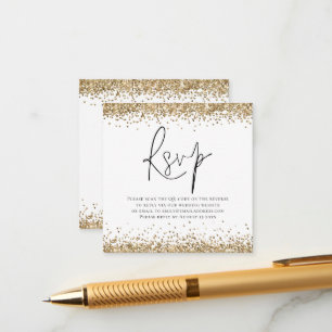 Carte D'accompagnement Elégant Code QR Gold Parties scintillant Mariage R