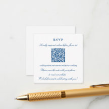 Élégant Code QR RSVP en ligne Bleu Marine Petit