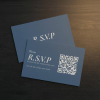 Élégant code QR Serif bleu RSVP