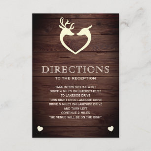 Carte D'accompagnement Elégant Coeur de Cerf Routes en Bois Rustique