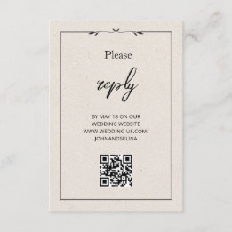 Carte D'accompagnement Elegant Cream Modern Text And QR Enclosure Card
