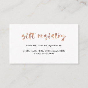 Carte D'accompagnement Élégant de base Faux Rose Gold   Registre des cade