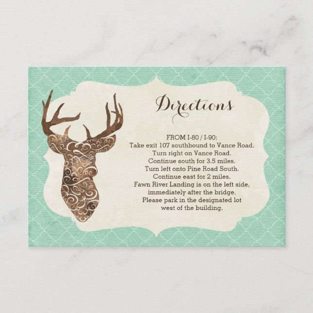 Carte D'accompagnement Elégant Deer Antlers Rustic Country Directions (Devant)