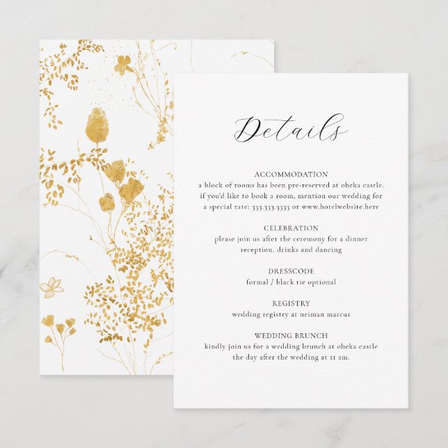 Carte D'accompagnement Élégant Delicate Floral Calligraphy Mariage détail (Devant / Derrière)