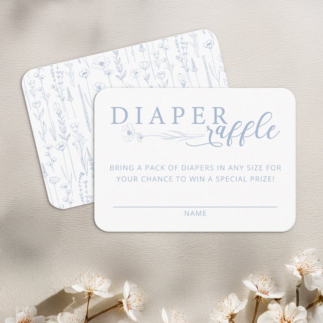 Carte D'accompagnement Elegant Dusty Blue Baby Shower Diaper Raffle (Dusty Blue Diaper Raffle)