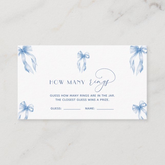 Carte D'accompagnement Elégant Dusty Blue Bow Devine Comment Anneaux Jeu (Devant)