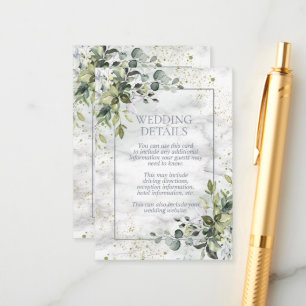 Carte D'accompagnement Elegant Dusty Blue Eucalyptus Greenery Marble
