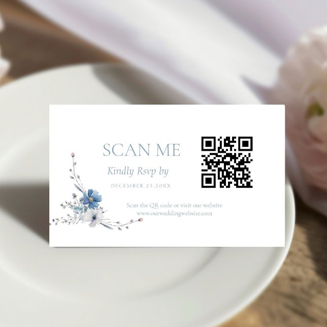 Carte D'accompagnement Elegant Dusty Blue Floral Spring Bloom Wedding (Créateur téléchargé)