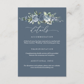 Carte D'accompagnement Elegant Dusty Blue Floral Wedding Enclosure Card