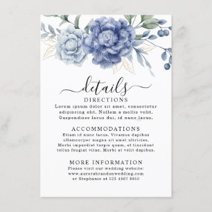 Carte D'accompagnement Élégant Dusty Blue Greenery Fournitures Mariages