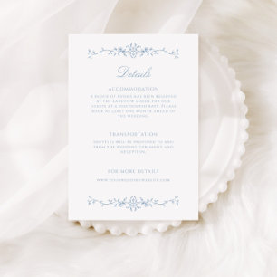 Carte D'accompagnement Elegant Dusty Blue Line Art Détails du Mariage
