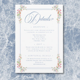 Carte D'accompagnement Elégant Dusty Blue Pastel Fleur sauvage Mariage Cr