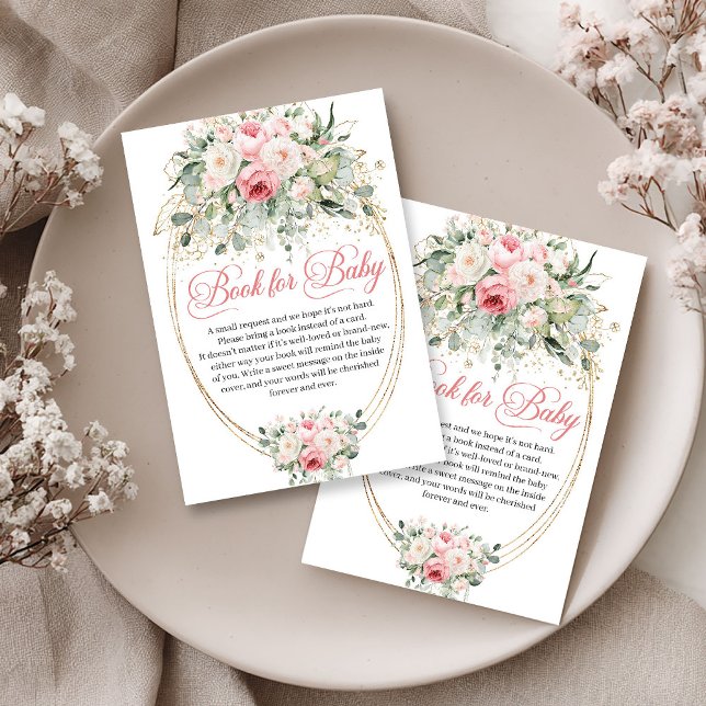 Carte D'accompagnement Elegant Dusty Pink Roses Greenery Book Request (Elegant Dusty Pink Roses Greenery Book Request)
