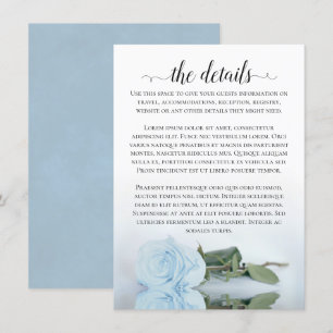 Carte D'accompagnement Elégant Dusty Powder Blue Rose Détails Mariage