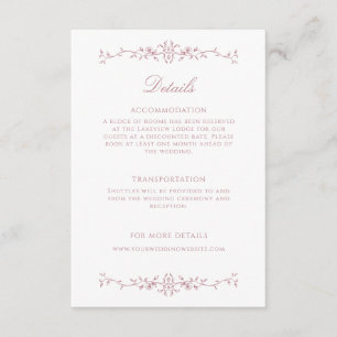Carte D'accompagnement Elegant Dusty Rose Line Art Mariage Détails