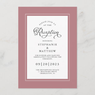 Carte D'accompagnement Elégant Dusty Rose Mariage Réception Chic Romantiq