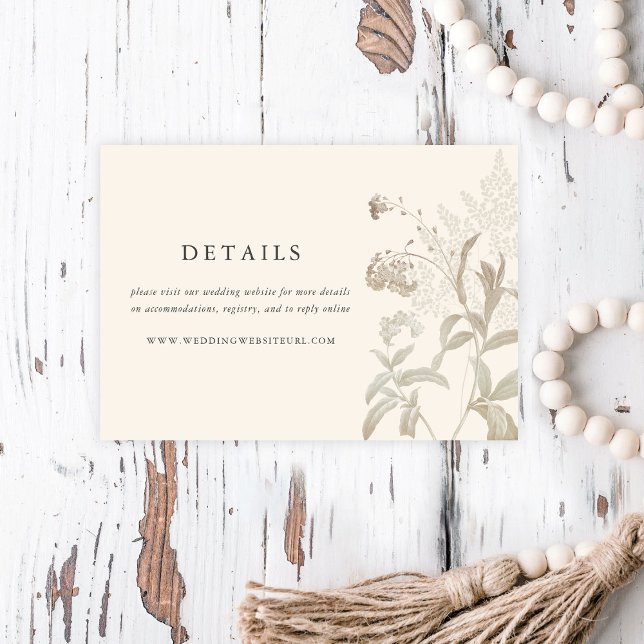 Carte D'accompagnement Elegant Earthy Floral Cream Détails du Mariage (Créateur téléchargé)