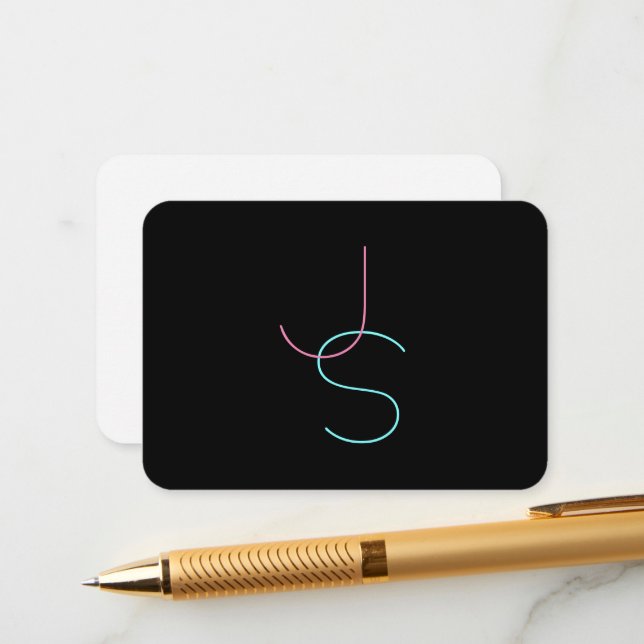 Carte D'accompagnement Élégant Éditable Deux Initiales D'Apparence Modern (Devant/Arrière en situation)