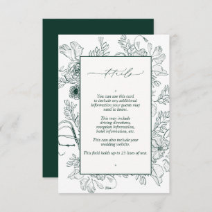 Carte D'accompagnement Élégant Emerald Green Floral Détails du Mariage