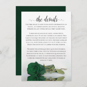 Carte D'accompagnement Élégant Emerald Green Rose Détails du Mariage