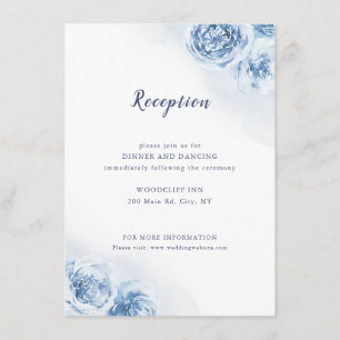 Carte D'accompagnement Elégant enclos de réception de mariage bleu poussi