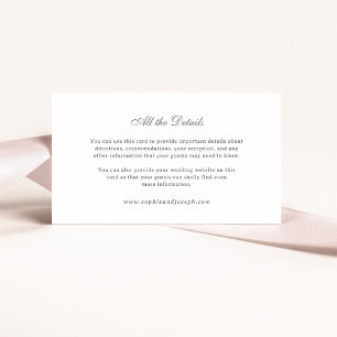 Carte D'accompagnement Elégant et Mariage de luxe Détails blancs et gri