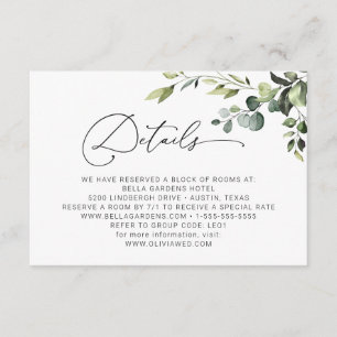 Carte D'accompagnement Elegant Eucalyptus Aquarelle Détails du Mariage
