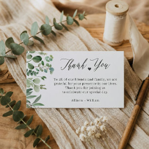 Carte D'accompagnement Elégant Eucalyptus Feuille Mariage Merci table