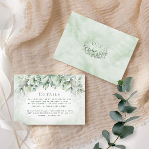 Carte D'accompagnement Elegant Eucalyptus Feuilles Monogramme Détails du 