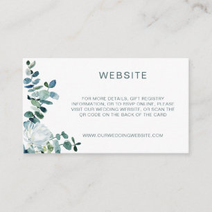 Carte D'accompagnement Elégant eucalyptus & fleurs blanches QR Code site