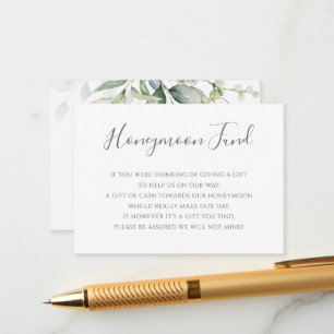 Carte D'accompagnement Elégant Eucalyptus Green Gold Honeymoon Fund