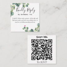 Elégant Eucalyptus Greenery Mariage QR Code Card
