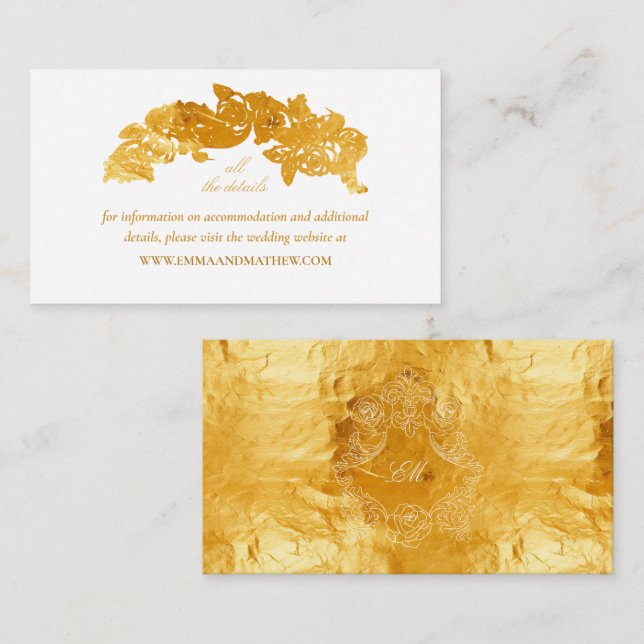 Carte D'accompagnement Elégant Faux Gold Foil Mariage baroque (Devant / Derrière)