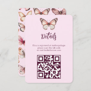 Carte D'accompagnement Elégant Fête des mariées de papillons Code QR PERS