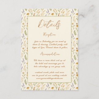 Carte D'accompagnement Elégant Fleur sauvage aquarelle Mariage floral