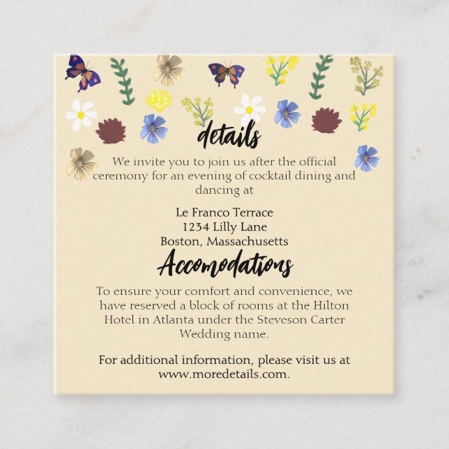 Carte D'accompagnement Élégant Fleur sauvage Boho Eggshell Mariage (Devant)