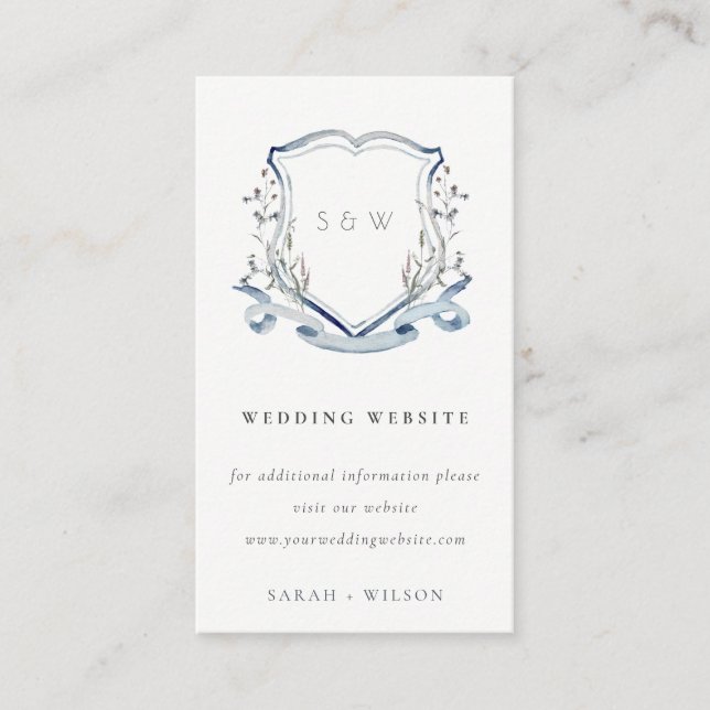Carte D'accompagnement Élégant Fleur sauvage  Crest Mariage site Web (Devant)