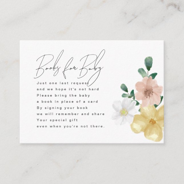 Carte D'accompagnement Elégant Fleur sauvage d'aquarelle Livres pour bébé (Devant)