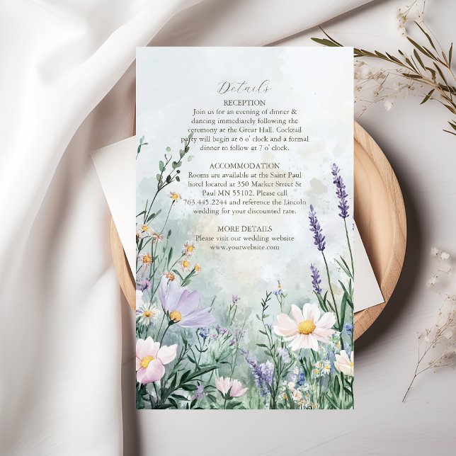 Carte D'accompagnement Élégant Fleur sauvage Meadow Blush Pink Mariage (Créateur téléchargé)