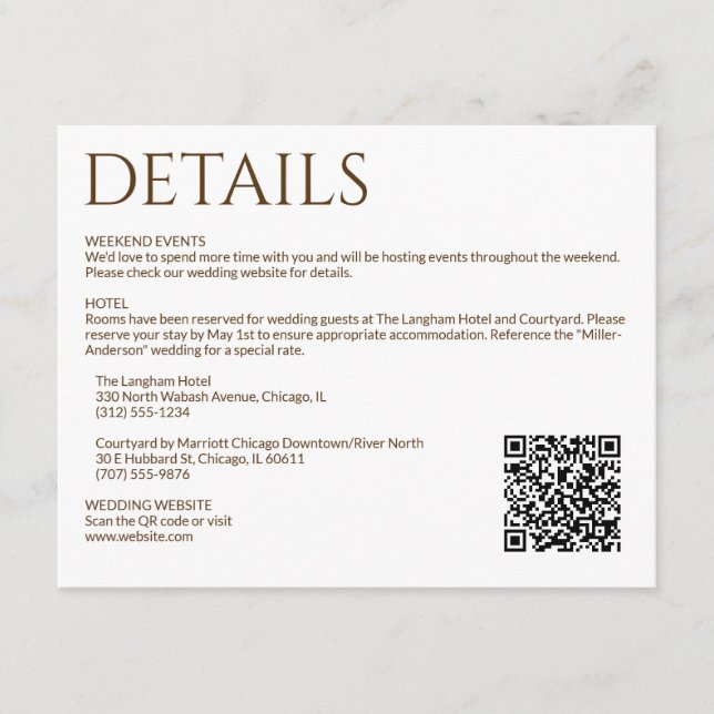 Carte D'accompagnement Élégant Fleur sauvage moderne blanc & Mariage de b (Devant)