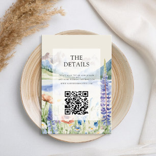 Carte D'accompagnement Élégant Fleur sauvage paysage de montagne Mariage